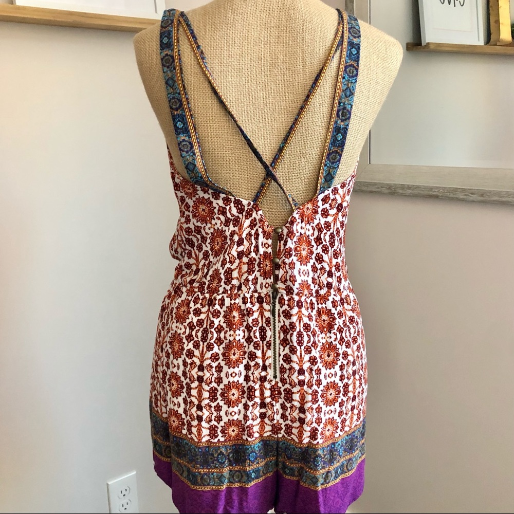 Surplice Boho Floral Criss Cross Back Romper - Picture 11 of 16